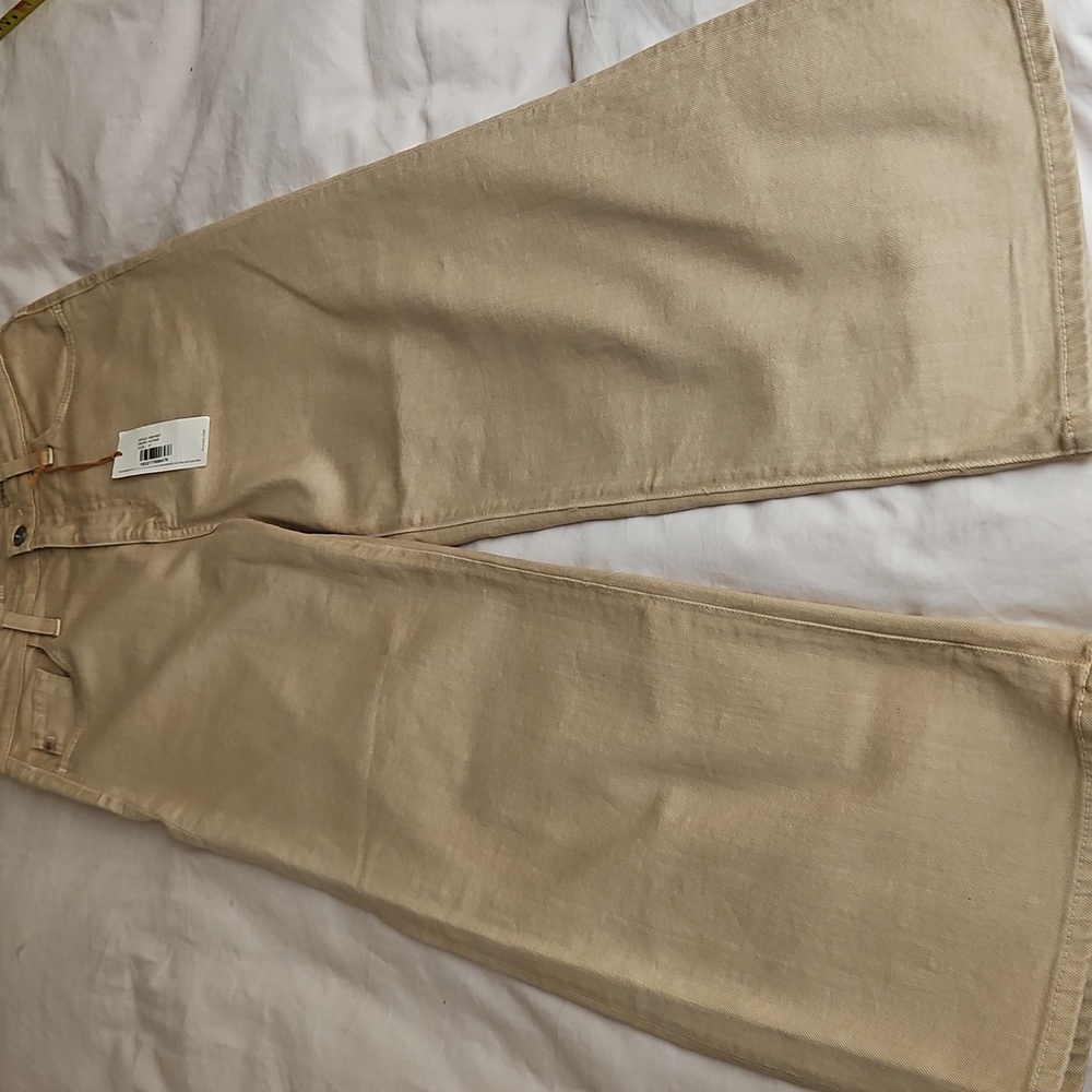 Ag Adriano Goldschmied Wide Leg Jeans in Beige